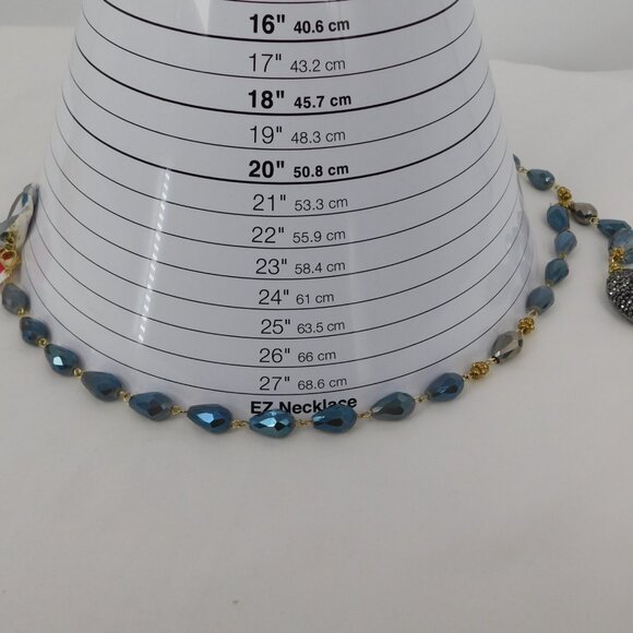 Rush by Denis and Charles Necklace Blue Faceted Teardrop Beads Sparkly Gold Tone - Picture 4 of 7